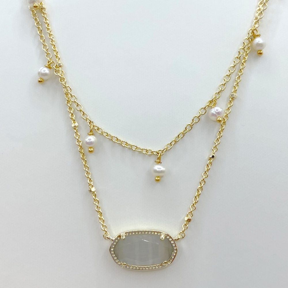 Kendra Scott Elisa Multi Strand Pearl Necklace In Ivory Mother Of Pearl And Gold - Picture 4 of 6